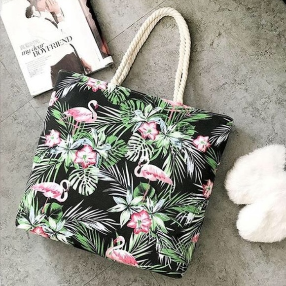 Handbags - Large Flamingo Tote Beach Bag